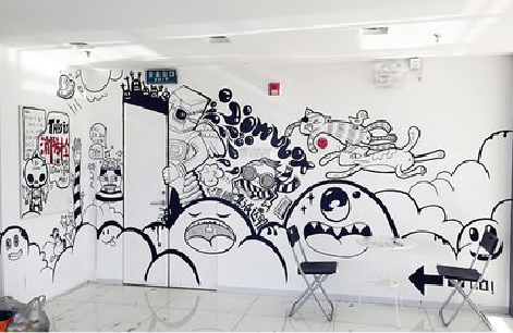 桂林手绘墙并非传统涂鸦。